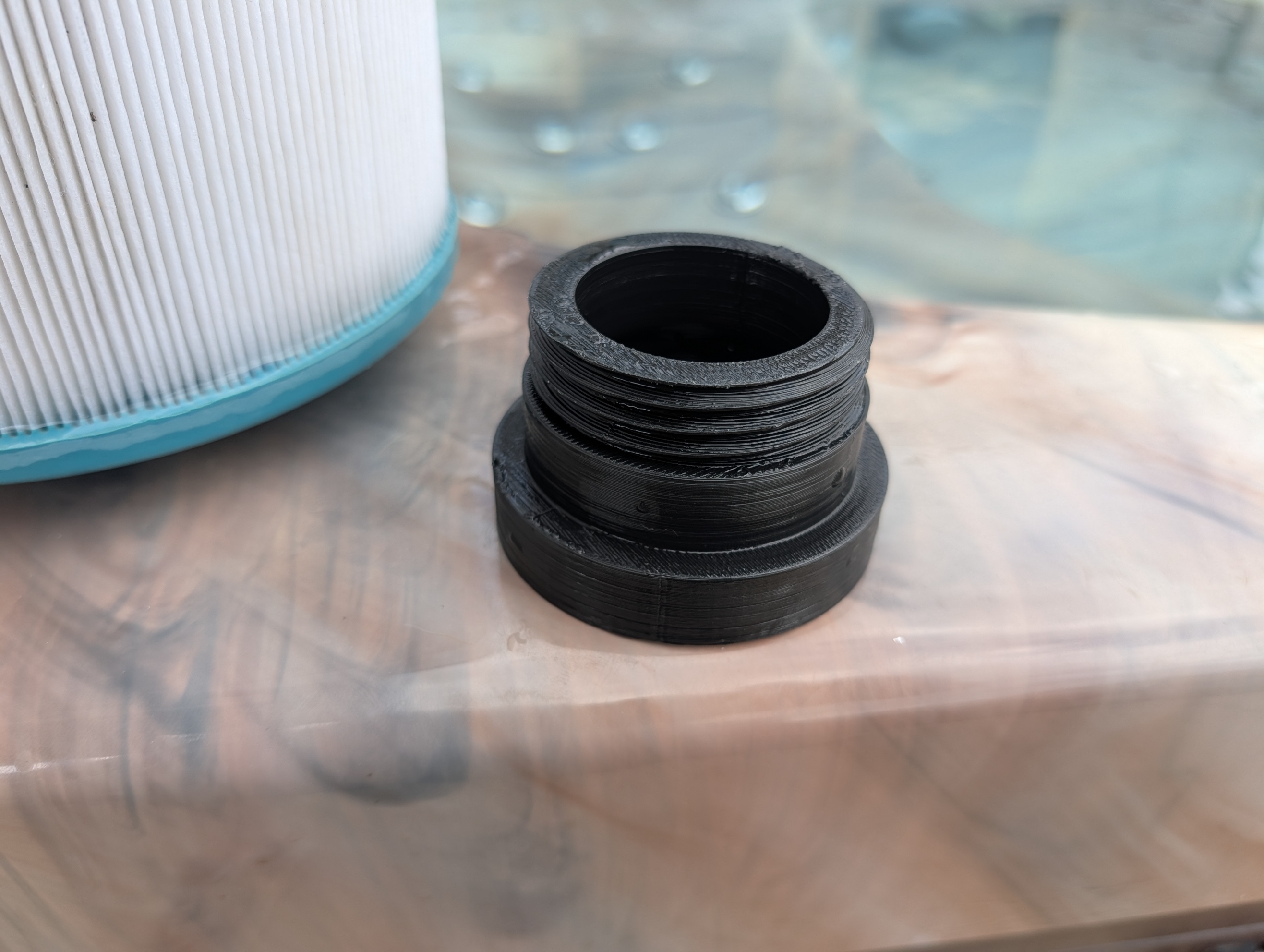 Custom filter adapter — designed and 3D printed